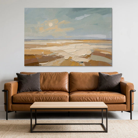 Pale Sun Over Sand Plain in Plaster Texture - Canvas Wall Art - Sofa - 60x40