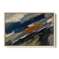 Palette Knife Abstract Art Storm Break for a Men's Office - Oak Framed Canvas Wall Art - Front
