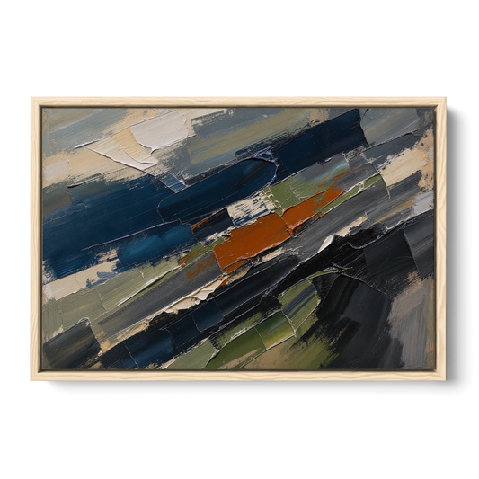Palette Knife Abstract Art Storm Break for a Men's Office - Oak Framed Canvas Wall Art - Front