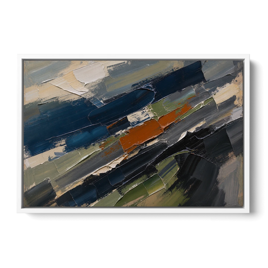 Palette Knife Abstract Art Storm Break for a Men's Office - White Framed Canvas Wall Art - Front