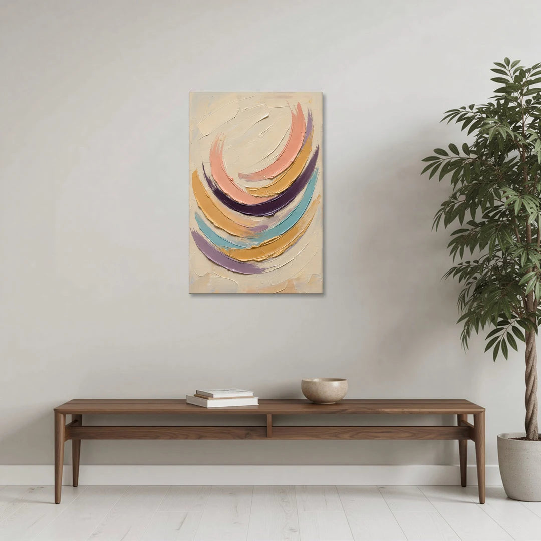 Palette Knife Abstract Painting of Crescent Arcs - Canvas Wall Art - Coffee Table - 24x36