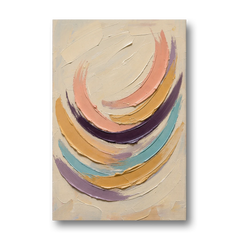 Palette Knife Abstract Painting of Crescent Arcs - Canvas Wall Art - Front