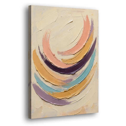 Palette Knife Abstract Painting of Crescent Arcs - Canvas Wall Art