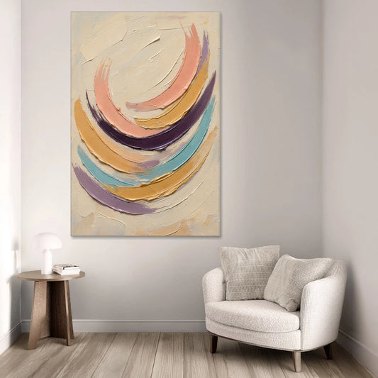 Palette Knife Abstract Painting of Crescent Arcs - Canvas Wall Art - Sofa - 40x60