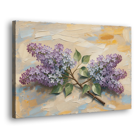 Palette Knife Flower Painting of Twin Lilac Sprays - Canvas Wall Art - Side