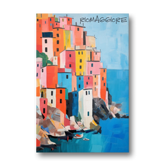 Palette Knife Painting of Riomaggiore - Canvas Wall Art - Front