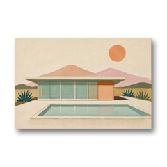 Palm Springs Art Glass Villa Beside the Pool - Canvas Wall Art - Front
