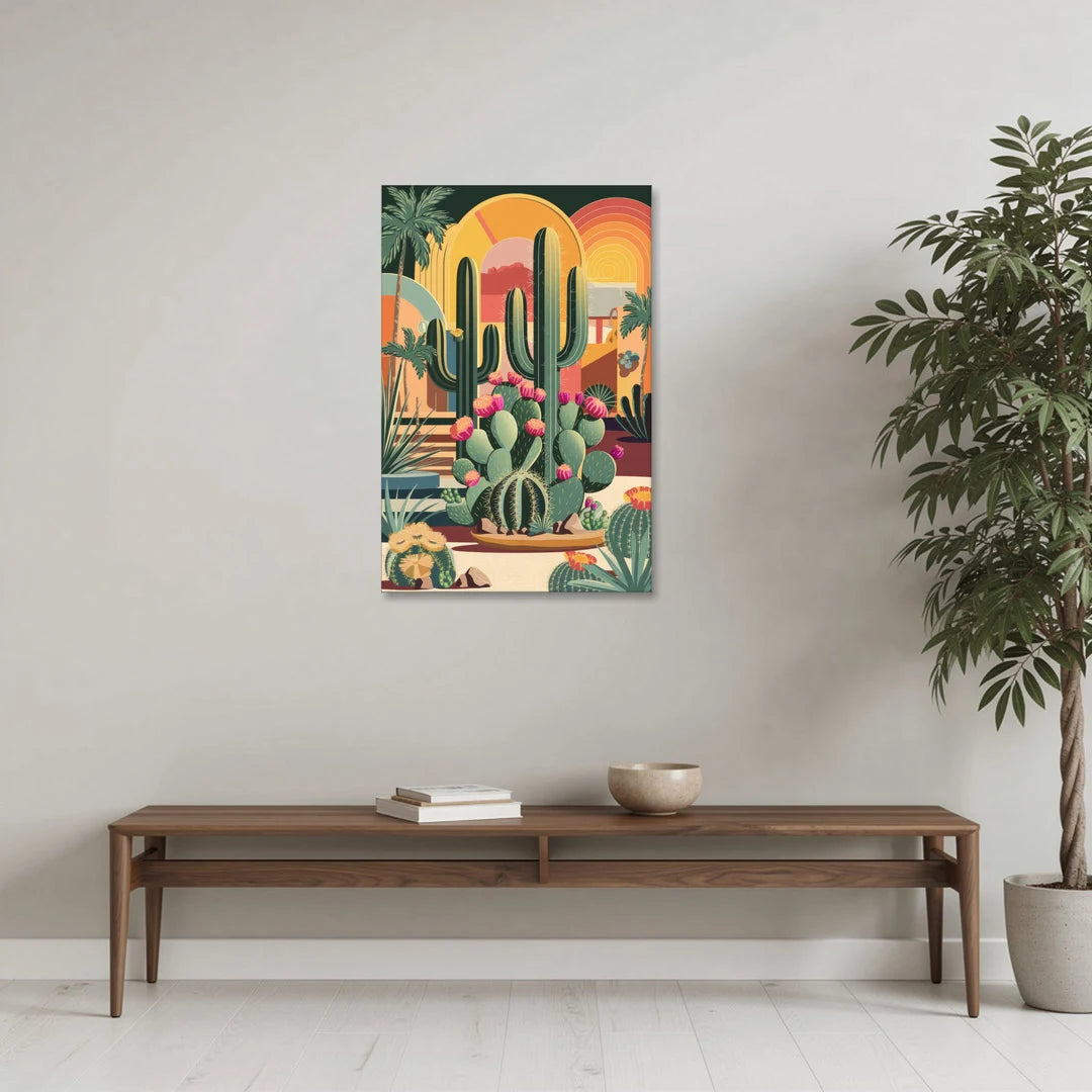 Palm Springs Colorful Cactus - Canvas Wall Art - Coffee Table - 24x36