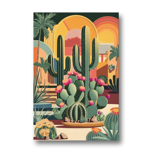 Palm Springs Colorful Cactus - Canvas Wall Art - Front