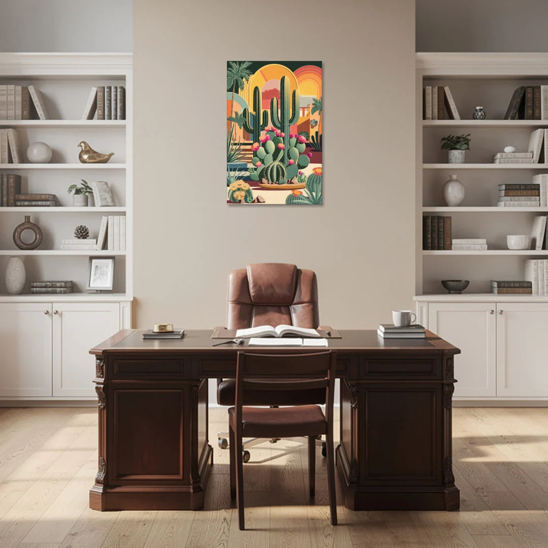 Palm Springs Colorful Cactus - Canvas Wall Art - Office - 24x36