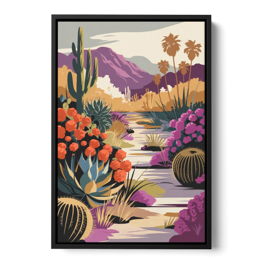 Palm Springs Desert Bloom - Black Framed Canvas Wall Art - Front