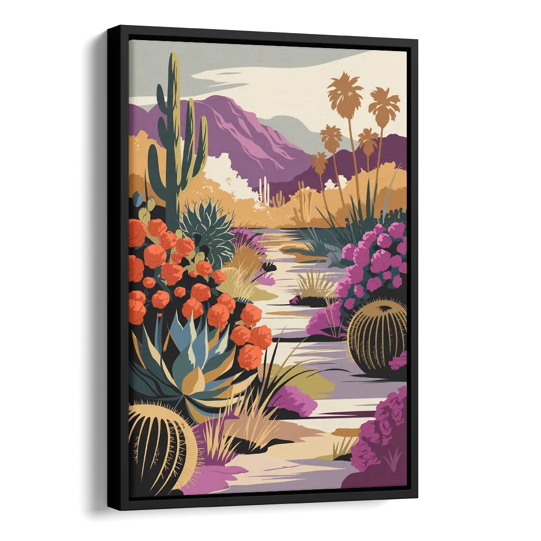 Palm Springs Desert Bloom Side - Black Canvas Wall Art