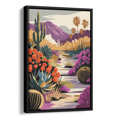 Palm Springs Desert Bloom Side - Black Canvas Wall Art