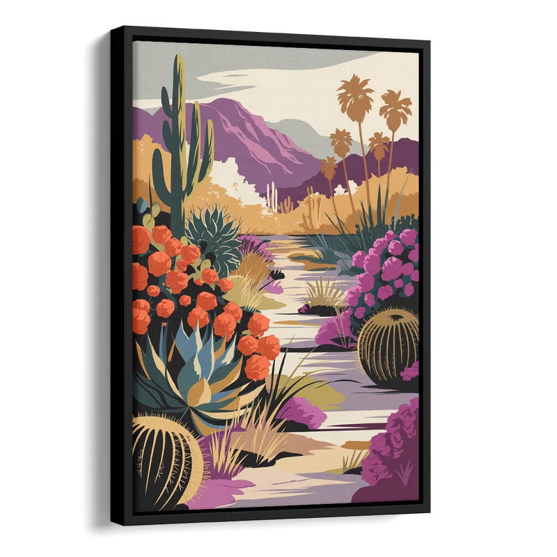 Palm Springs Desert Bloom Side - Black Canvas Wall Art