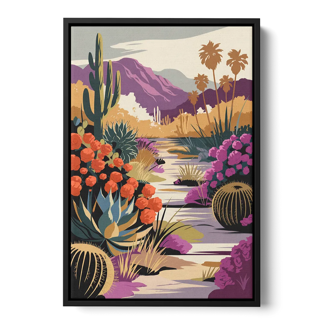 Palm Springs Desert Bloom Front - Black Canvas Wall Art