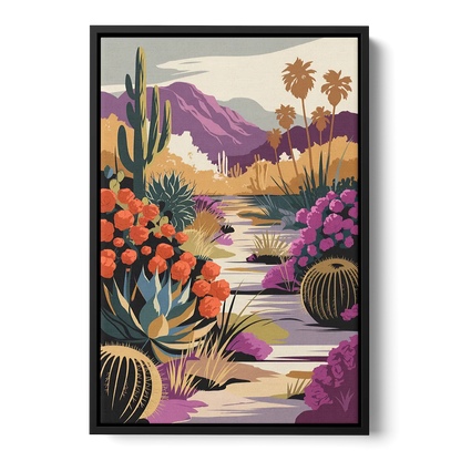 Palm Springs Desert Bloom Front - Black Canvas Wall Art