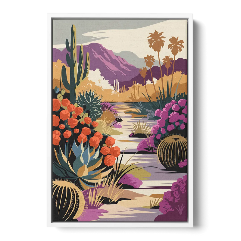 Palm Springs Desert Bloom Front - White Canvas Wall Art