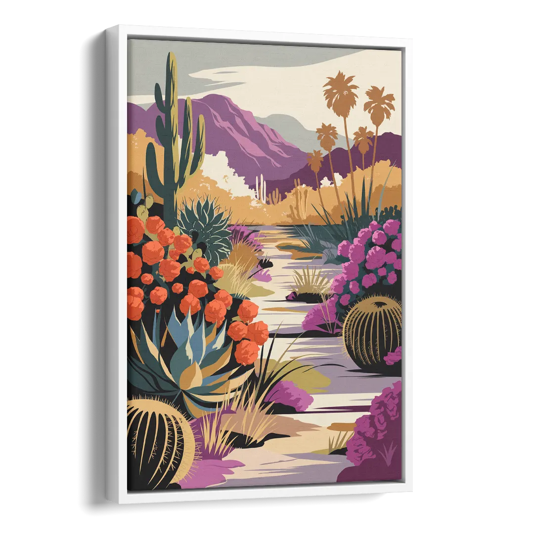 Palm Springs Desert Bloom Side - White Canvas Wall Art