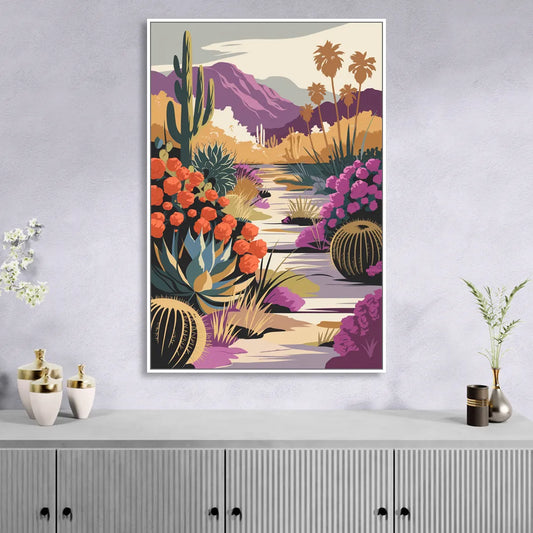 Palm Springs Desert Bloom Living Room - White Canvas Wall Art