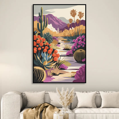 Palm Springs Desert Bloom Living Room - Black Canvas Wall Art