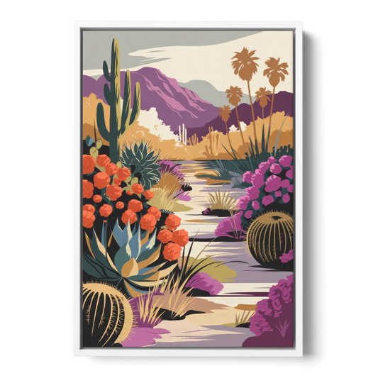 Palm Springs Desert Bloom - White Framed Canvas Wall Art - Front