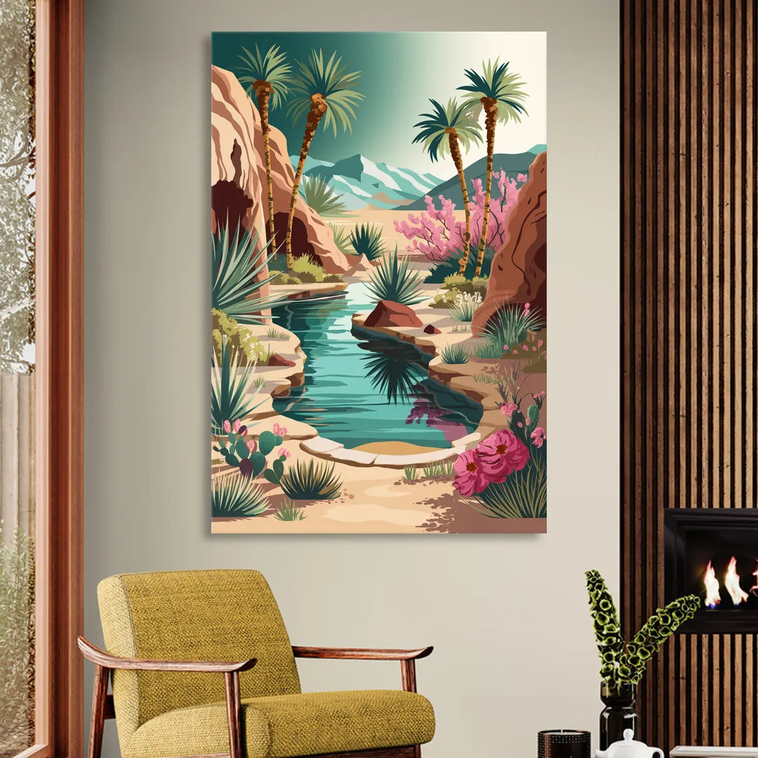 Palm Springs Desert Oasis Sitting Room - Canvas Wall Art
