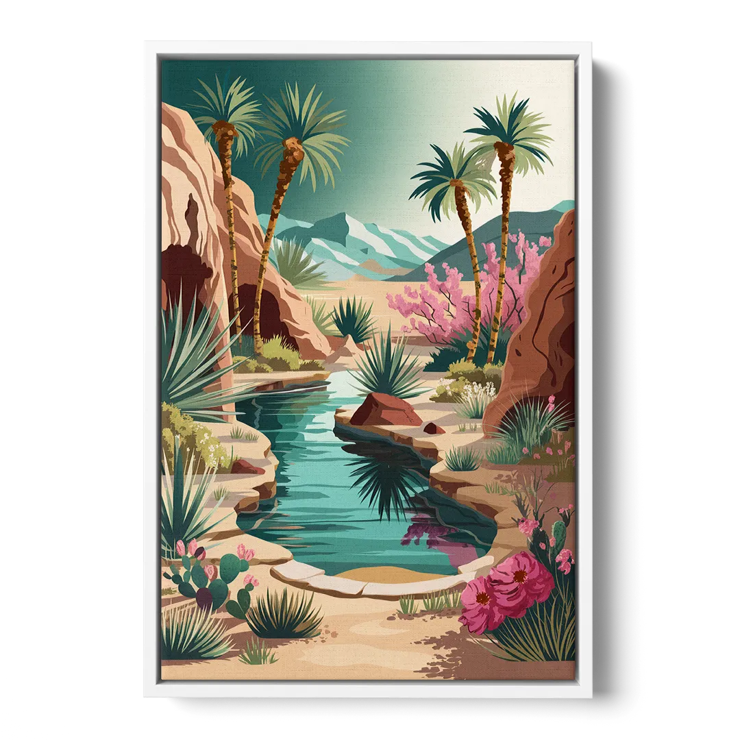 Palm Springs Desert Oasis Front - White Canvas Wall Art