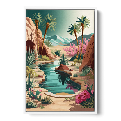 Palm Springs Desert Oasis Front - White Canvas Wall Art