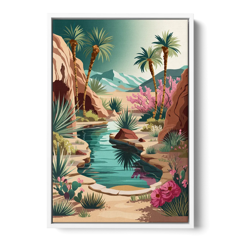 Palm Springs Desert Oasis Front - White Canvas Wall Art