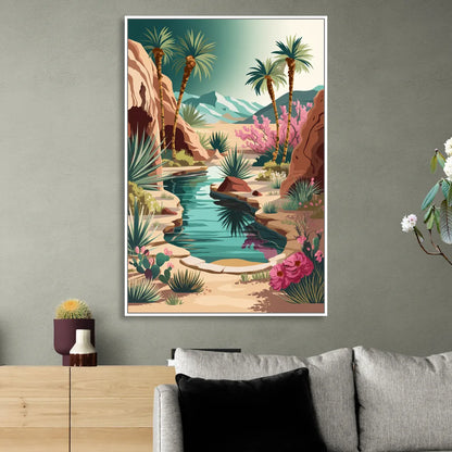 Palm Springs Desert Oasis Living Room - White Canvas Wall Art
