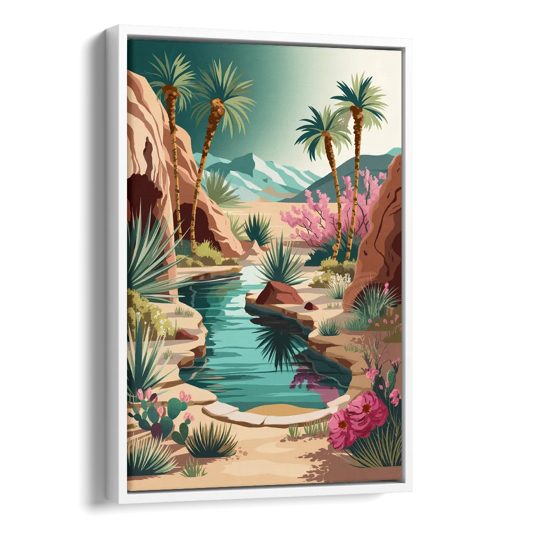 Palm Springs Desert Oasis Side - White Canvas Wall Art