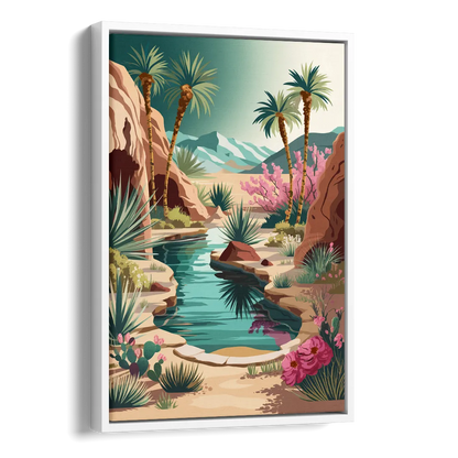 Palm Springs Desert Oasis Side - White Canvas Wall Art