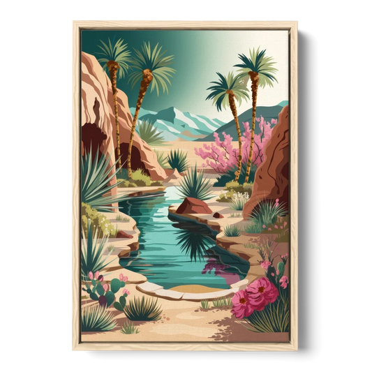 Palm Springs Desert Oasis - Oak Framed Canvas Wall Art - Front