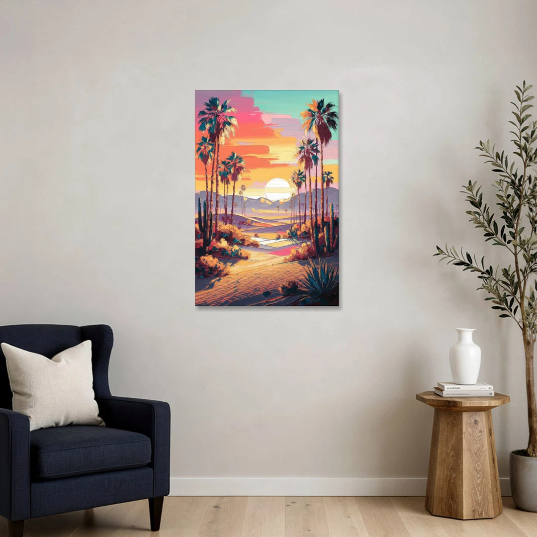 Palm Springs Desert Sunset - Canvas Wall Art - Sofa - 24x36