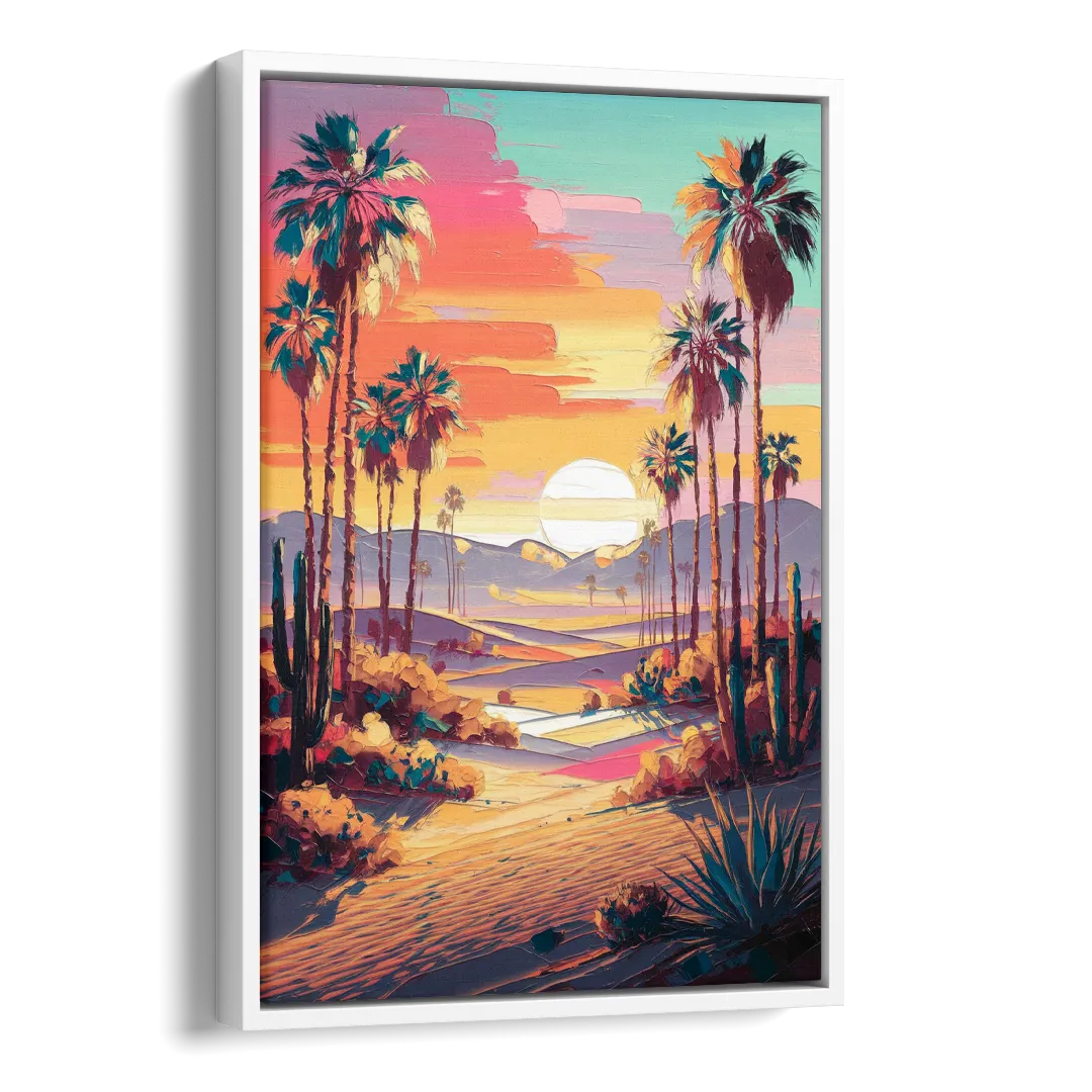 Palm Springs Desert Sunset Side - White Canvas Wall Art