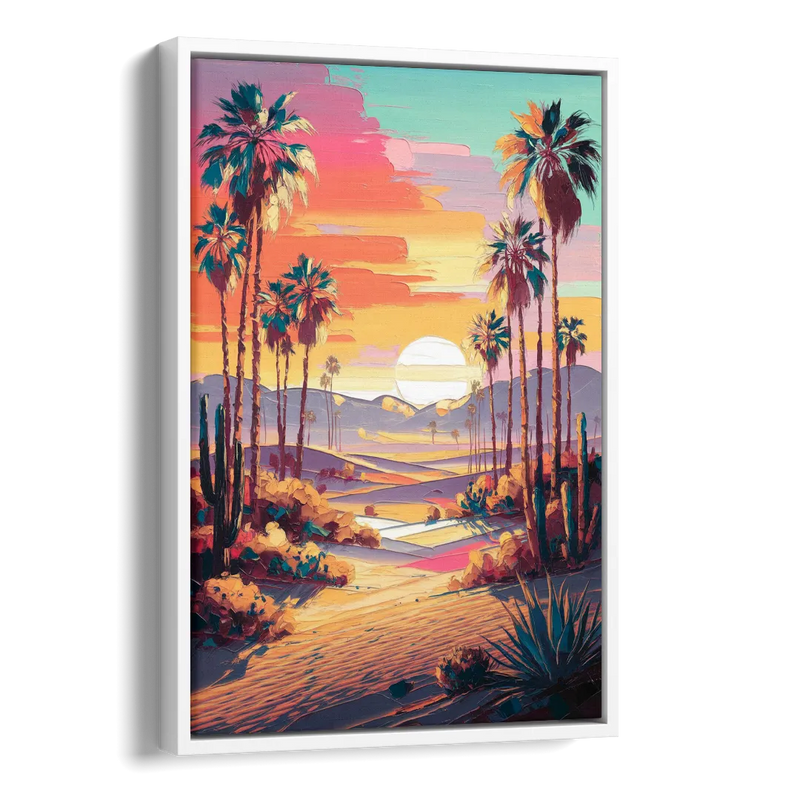 Palm Springs Desert Sunset Side - White Canvas Wall Art