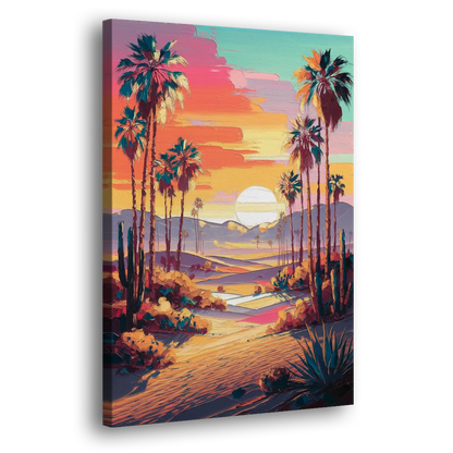 Palm Springs Desert Sunset Side - Canvas Wall Art