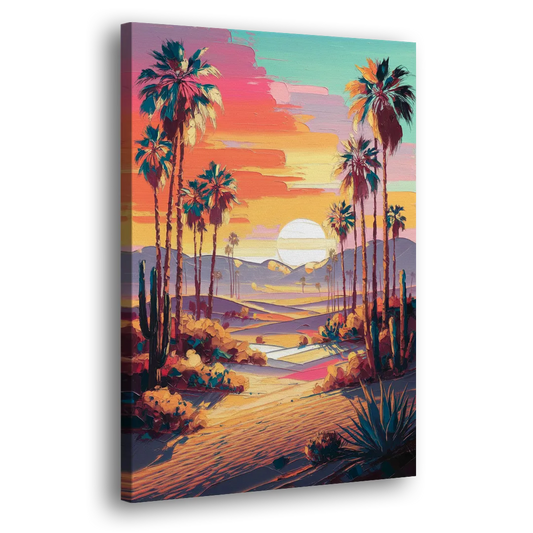 Palm Springs Desert Sunset Side - Canvas Wall Art