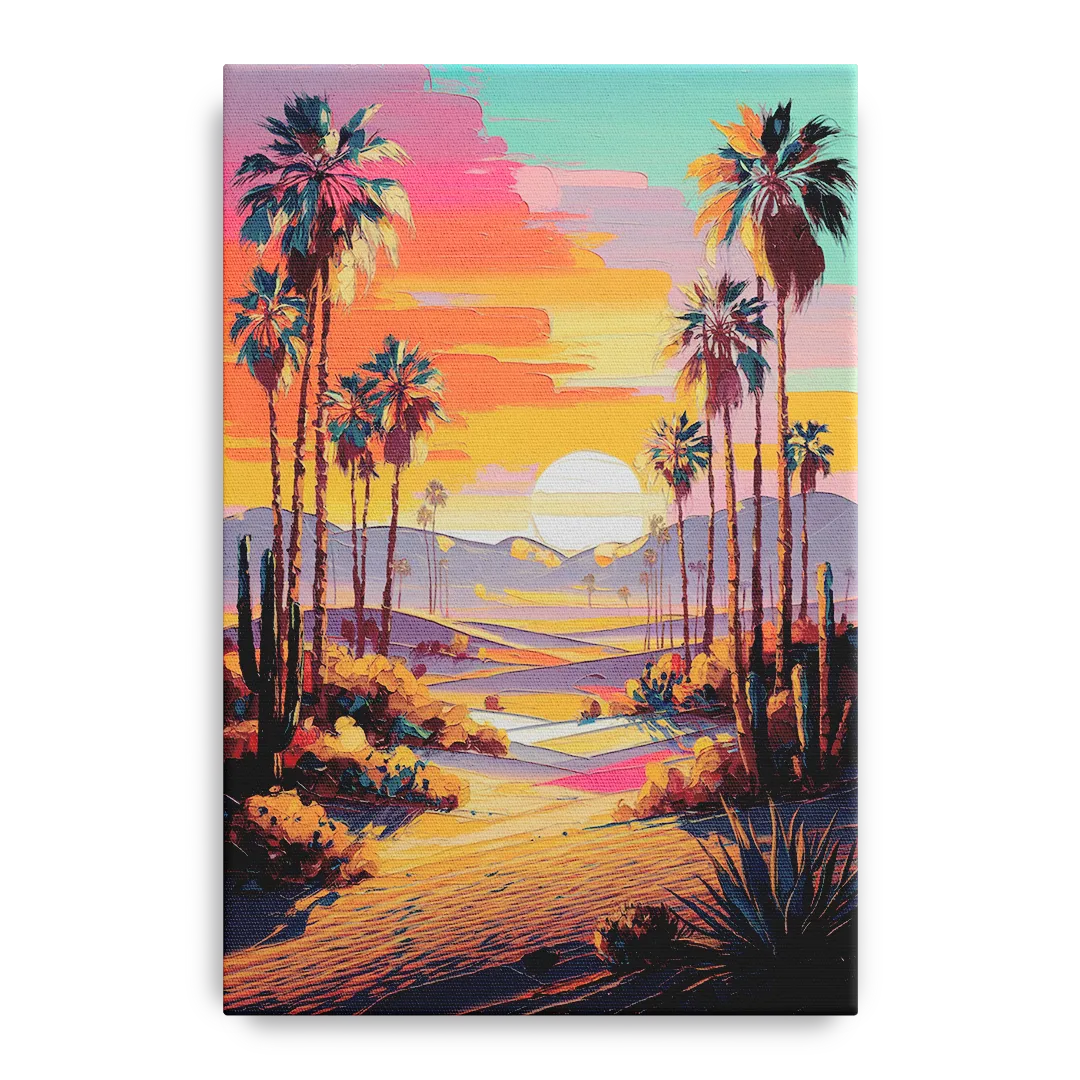 Palm Springs Desert Sunset Front - Canvas Wall Art