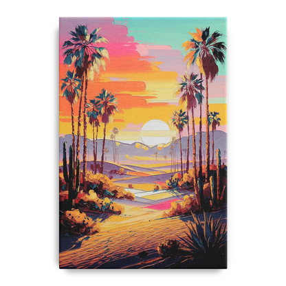 Palm Springs Desert Sunset Front - Canvas Wall Art