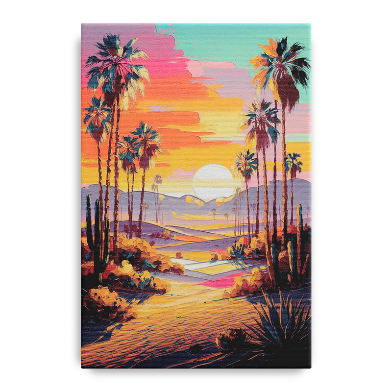Palm Springs Desert Sunset Front - Canvas Wall Art