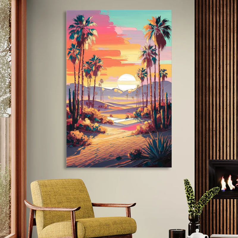 Palm Springs Desert Sunset Living Room - Canvas Wall Art