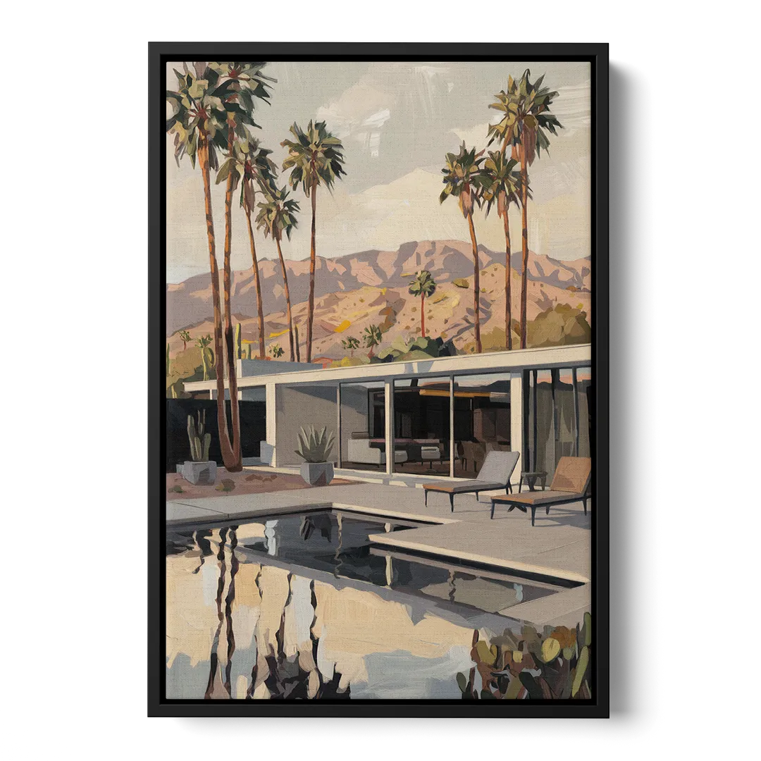 Palm Springs Mid Century Vibes Front - Black Canvas Wall Art