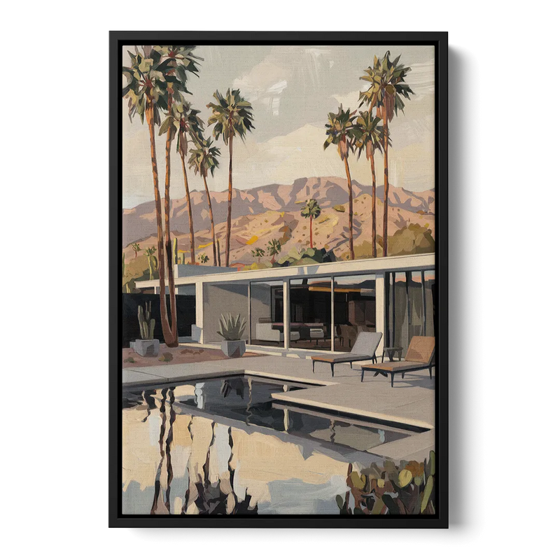 Palm Springs Mid Century Vibes Front - Black Canvas Wall Art
