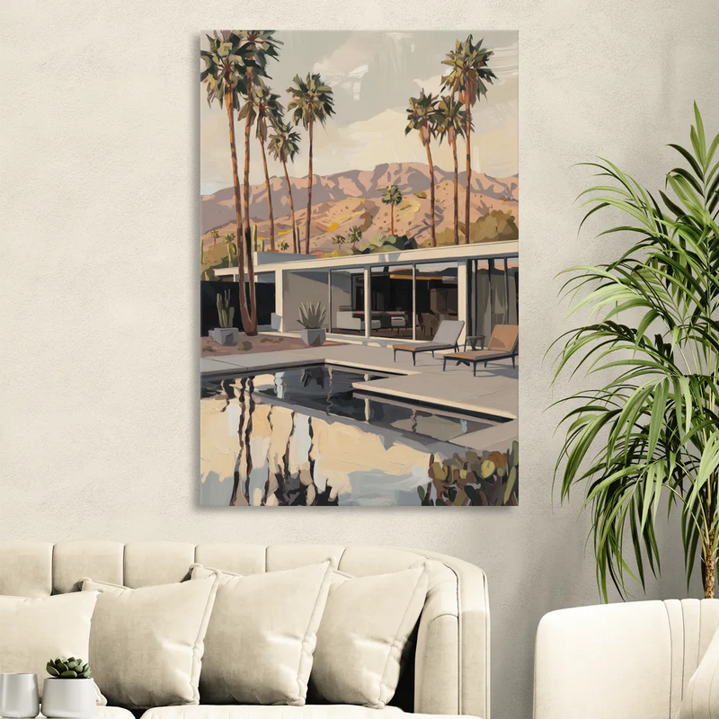 Palm Springs Mid Century Vibes Sitting Room - Canvas Wall Art
