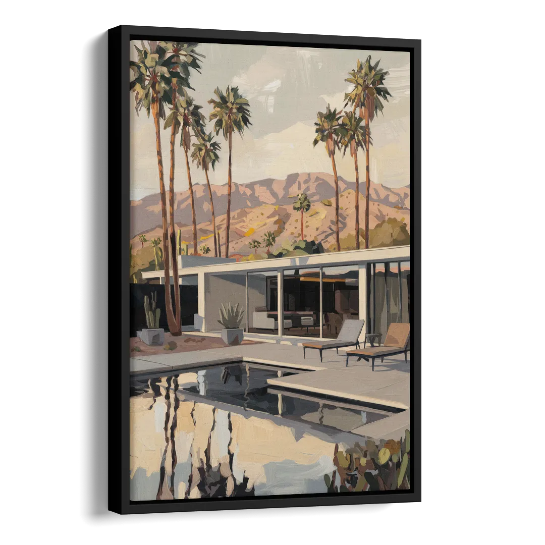 Palm Springs Mid Century Vibes Side - Black Canvas Wall Art