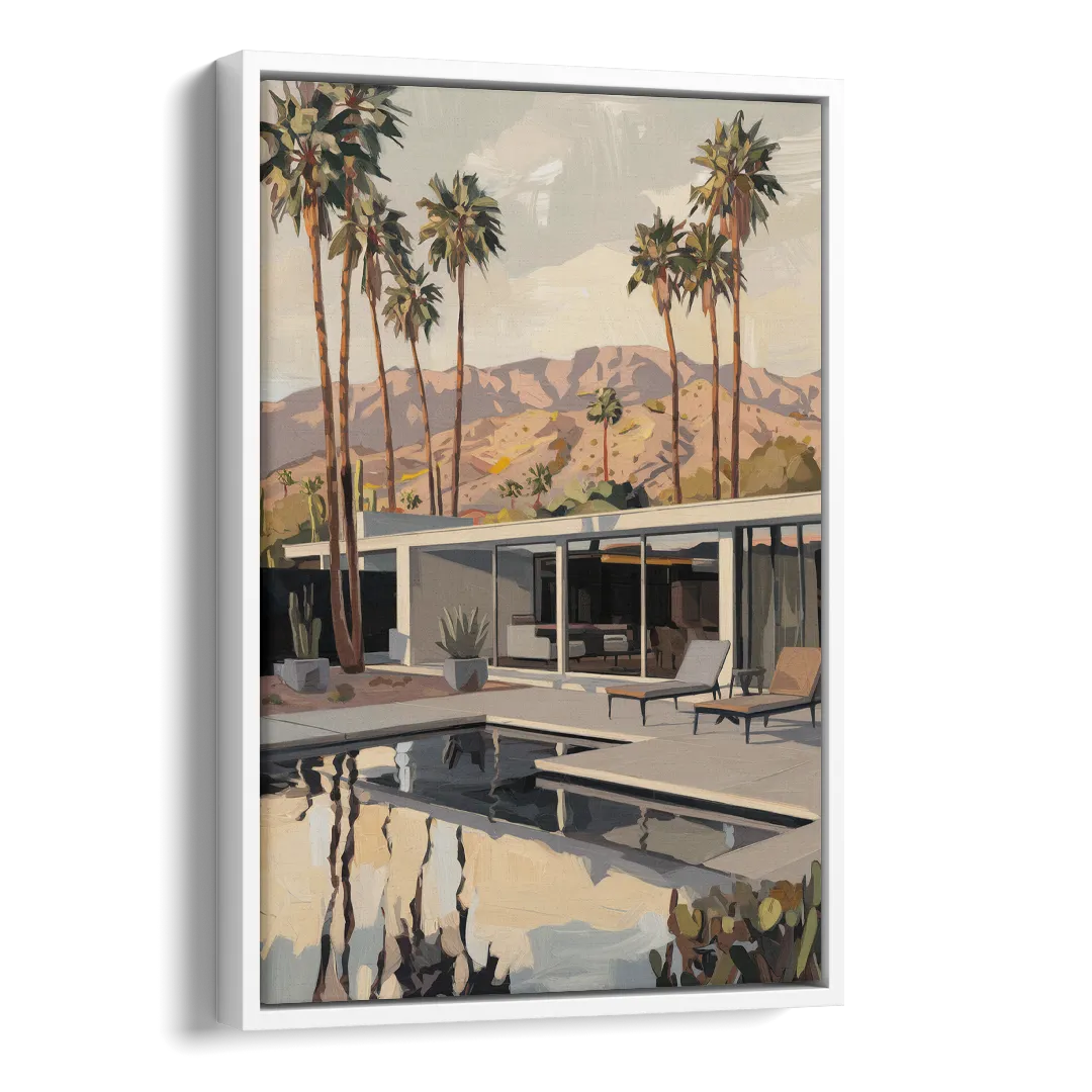 Palm Springs Mid Century Vibes Side - White Canvas Wall Art