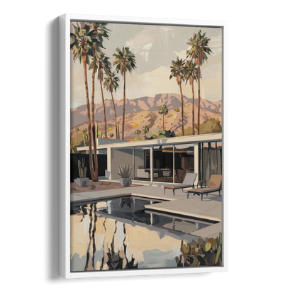 Palm Springs Mid Century Vibes Side - White Canvas Wall Art