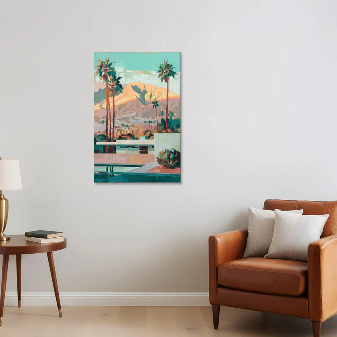 Palm Springs Mountain View - Canvas Wall Art - Sofa - 24x36