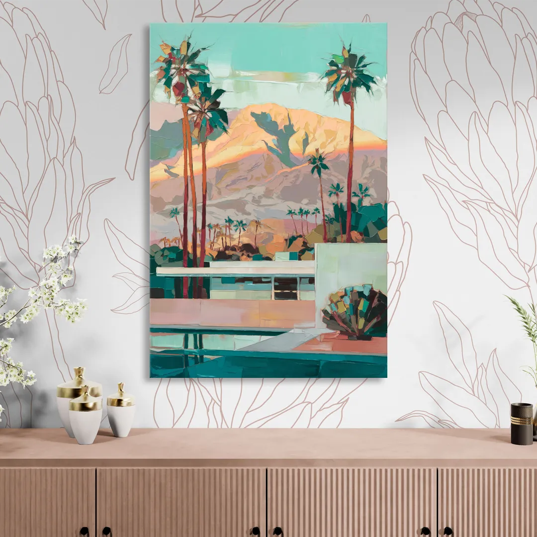 Palm Springs Mountain View Sitting Room - Canvas Wall Art